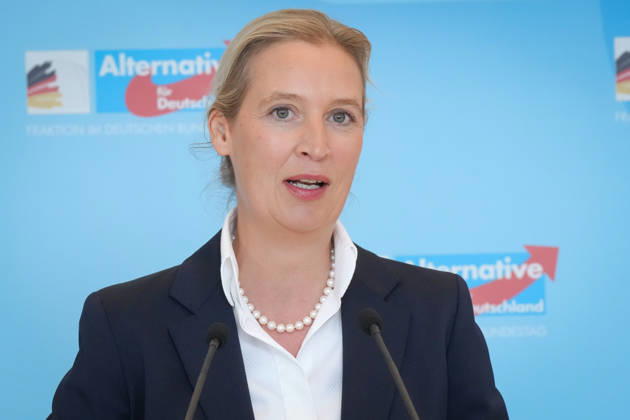 Pressekonferenz der AfD Vorsitzenden im Vorfeld der Fraktionssitzung Alice Weidel (AfD) im Portrait beim Pressestatement im Vorfeld der AfD Fraktionssitzung im Deutschen Bundestag, Berlin, 06.10.2026 Berlin Berlin Deutschland
