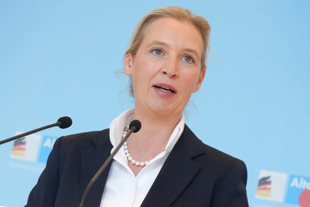 Pressekonferenz der AfD Vorsitzenden im Vorfeld der Fraktionssitzung Alice Weidel (AfD) im Portrait beim Pressestatement im Vorfeld der AfD Fraktionssitzung im Deutschen Bundestag, Berlin, 06.10.2026 Berlin Berlin Deutschland