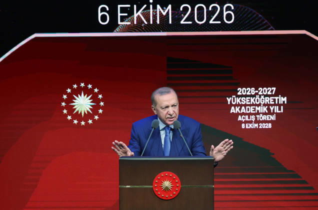 Turkish President Recep Tayyip Erdogan ANKARA, TURKIYE - OCTOBER 6: (----EDITORIAL USE ONLY - MANDATORY CREDIT - TURKISH PRESIDENCY MURAT KULA HANDOUT - NO MARKETING NO ADVERTISING CAMPAIGNS - DISTRIBUTED AS A SERVICE TO CLIENTS----) Turkish President Recep Tayyip Erdogan delivers a speech during the Opening Ceremony of Academic Year 2026-2027 at the Bestepe National Congress and Culture Center in Ankara, Turkiye, on October 6, 2026. TUR Presidency Murat Kula Anadolu Ankara Turkey. Editorial use only. Please get in touch for any other usage.  Copyright: x2026xAnadoluxTURxPresidencyx xMuratxKulax