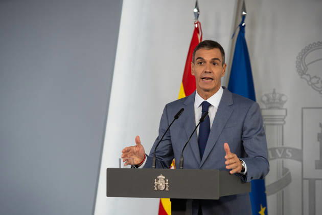 IPA89366892 - MADRID, SPAIN. October 6, 2026. Spanish Prime Minister Pedro Sanchez during a press conference at the Moncloa, one day after announcing new early general elections for November 29.  Copyright: xFrancescoxMilitelloxMirtox xx IPA89366892