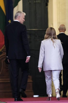 Lithuanian President Gitanas NausÄ—da Visits Italy Italian Prime Minister Giorgia Meloni meets with President of the Republic of Lithuania Gitanas NausÄ—da at Palazzo Chigi during his official institutional visit to Italy. Rome, Italy, October 6, 2026. Rome Italy Copyright: xAndreaxCalandrax