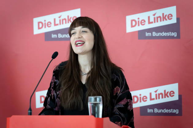 Pressestatement, Bundestag, Fraktion, Die Linke Pressestatement, Bundestag, Die Linke, Fraktionsvorsitzende, Heidi Reichinnek Berlin Berlin GER
