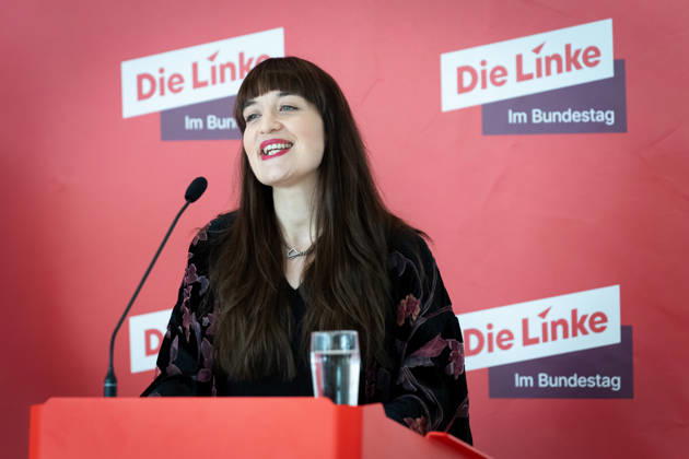 Pressestatement, Bundestag, Fraktion, Die Linke Pressestatement, Bundestag, Die Linke, Fraktionsvorsitzende, Heidi Reichinnek Berlin Berlin GER