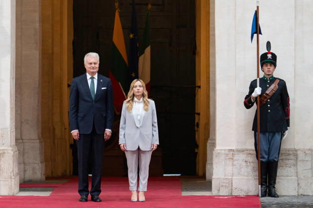 Giorgia Meloni Meets Gitanas Nauseda At Palazzo Chigi - Rome Italian Prime Minister Giorgia Meloni meets with Lithuanian President Gitanas Nauseda at Palazzo Chigi in Rome, Italy on October 6, 2026. Photo by Andrea Bracaglia ABACAPRESS.COM Rome Italy Italy  Copyright: xBracagliaxAndrea ABACAx