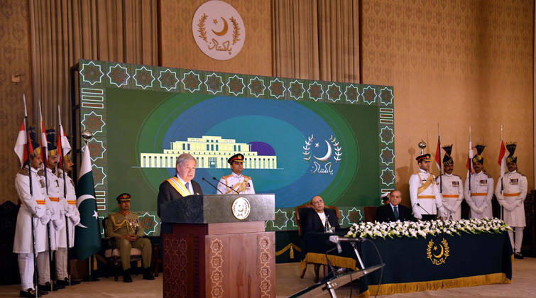 RECORD DATE NOT STATED United Nations (UN) Secretary-General, Antonio Guterres speaking during a special investiture ceremony held at Aiwan-e-Sadr in Islamabad on Tuesday, October 6, 2026. Where he was conferred Nishan-e-Imtiaz by President Asif Ali Zardari. (PPI Images). EDITORIAL USE ONLY Copyright: xx SA-ZM-061026x ppiphotos489263