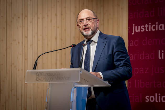 Yolanda Díaz speaks at the event Democracy and International Solidarity. Former President of the European Parliament Martin Schulz speaks during the event Democracy and International Solidarity: The Past, a Driving Force for Building the Future, on October 6, 2026, in Madrid, Spain. The event was held to mark the 50th anniversary of the Spanish delegation of the German Friedrich Ebert Foundation (Friedrich Ebert Stiftung), FES in Spain. OCTOBER 6, 2026. YOLANDA ECONOMY DEMOCRACY MINISTER OF LABOR IN Madrid, Spain  Copyright: xA.xPÃ rezxMecax 7825138