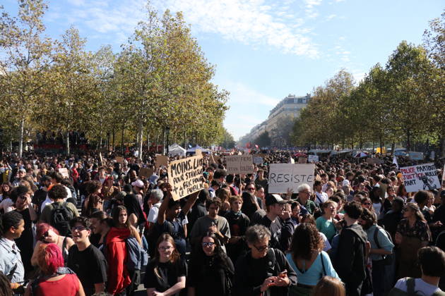 High school and university students protest in Paris PARIS, FRANCE - OCTOBER 6, 2026: Thousands of high school and university students gather at Place de la Republique in Paris, France, on October 6, 2026, during a day of mobilization to protest a lack of resources in the French education system and their study conditions. Teachers, trade unionists and parents also take part in the demonstration. Protesters hold placards and flags as a large police presence is deployed around the demonstration. Umit Donmez Anadolu Paris France. Editorial use only. Please get in touch for any other usage.  Copyright: x2026xAnadoluxUmitxDonmezx