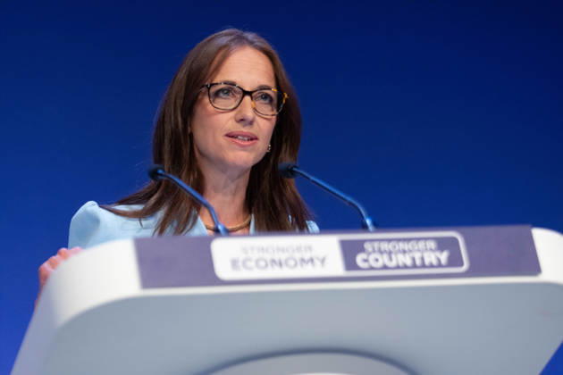 October 6, 2026, Birmingham, United Kingdom: Helen Whately Shadow Secretary of State for Work and Pensions of the United Kingdom addresses the audience. The session Defending Britain in a More Dangerous World took place on the main stage at the Conservative Party Conference at the ICC Birmingham. It featured key shadow cabinet figures including Tom Tugendhat, Helen Whately , James Cartlidge, and Alex Burghart , as well as a performance by St Mary s Ukrainian School choir. They were also joined by Yehor Cherniev, Ukrainian MP and Professor Niall Ferguson Birmingham United Kingdom  - ZUMAs197 20261006_aaa_s197_113 Copyright: xGaryxRobertsx