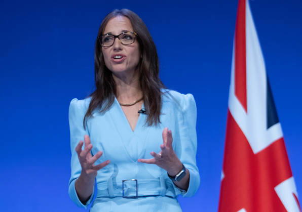 October 6, 2026, Birmingham, United Kingdom: Helen Whately Shadow Secretary of State for Work and Pensions of the United Kingdom addresses the audience. The session Defending Britain in a More Dangerous World took place on the main stage at the Conservative Party Conference at the ICC Birmingham. It featured key shadow cabinet figures including Tom Tugendhat, Helen Whately , James Cartlidge, and Alex Burghart , as well as a performance by St Mary s Ukrainian School choir. They were also joined by Yehor Cherniev, Ukrainian MP and Professor Niall Ferguson Birmingham United Kingdom  - ZUMAs197 20261006_aaa_s197_115 Copyright: xGaryxRobertsx