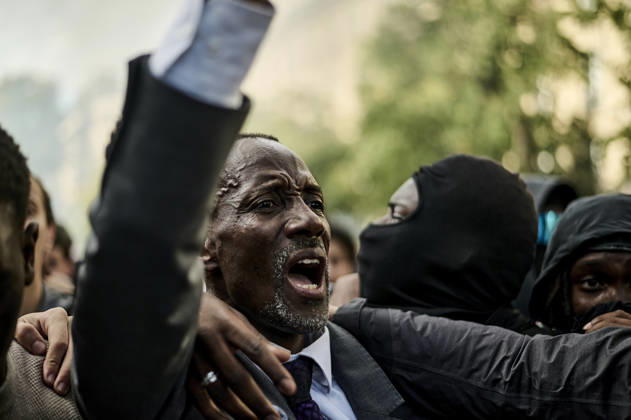 Saint-Denis Mayor Bally Bagayoko trying to call for calm, during high school students protest in Paris, on October 6, 2026. - 06 10 2026 - France Ile-de-France (region) Paris -  AntoninxBuratx xLexPictorium LePictorium_0342078