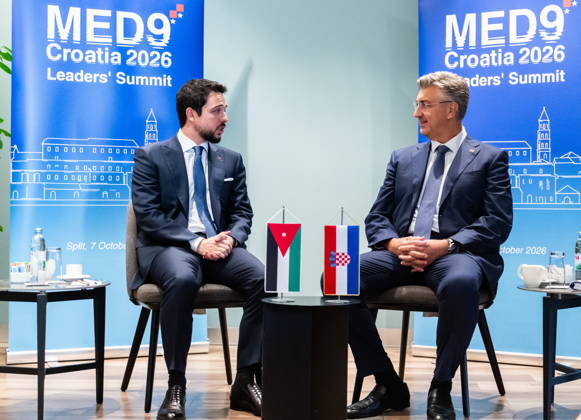 Croatia, Split, 06.10.2026. Radisson Blu Resort and Spa Hotel. Bilateral meeting between Prime Minister Andrej Plenkovic and the Crown Prince of the Hashemite Kingdom of Jordan, Al Hussein bin Abdullah II. In teh photo: Al Hussein bin Abdullah II, Andrej Plenkovic. Photo: Tom Dubravec CROPIX Split CROATIA Copyright: xxTomxDubravecx plenkovic_abdullah4-061026