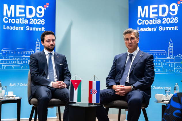Croatia, Split, 06.10.2026. Radisson Blu Resort and Spa Hotel. Bilateral meeting between Prime Minister Andrej Plenkovic and the Crown Prince of the Hashemite Kingdom of Jordan, Al Hussein bin Abdullah II. In teh photo: Al Hussein bin Abdullah II, Andrej Plenkovic. Photo: Tom Dubravec CROPIX Split CROATIA Copyright: xxTomxDubravecx plenkovic_abdullah8-061026