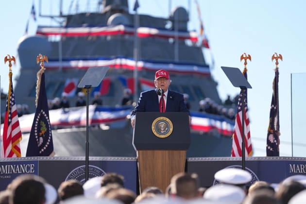 The President of the United States, Donald Trump, speaks during an event with members of the Navy where he stated that very soon it will be known whether he ends the war in Iran the good way or the bad way, at the Port of Baltimore in Maryland, United States, 06 October 2026. Trump says he will soon decide if the Iran war ends the good way or the bad way !ACHTUNG: NUR REDAKTIONELLE NUTZUNG!  Copyright: xOctavioxGuzmánx AME3400 20261006-55021607966_1