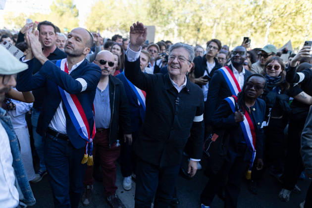 Student Demonstration - Paris RL President of La France Insoumise LFI Jean Luc Melenchon takes part in a demonstration as part of a nationwide day of actions called by high-school students, joined by unions and teachers, who for days have been demanding better learning conditions in protests punctuated by violent confrontations in Paris on October 6, 2026. Photo by Raphael Lafargue ABACAPRESS.COM Paris France  Copyright: xLafarguexRaphael ABACAx
