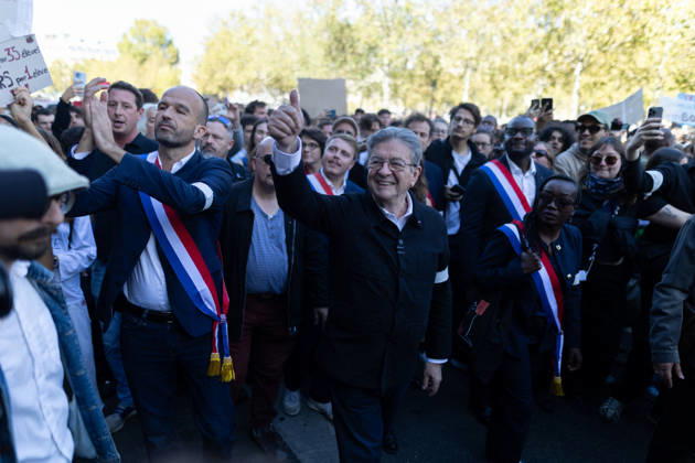 Student Demonstration - Paris RL President of La France Insoumise LFI Jean Luc Melenchon takes part in a demonstration as part of a nationwide day of actions called by high-school students, joined by unions and teachers, who for days have been demanding better learning conditions in protests punctuated by violent confrontations in Paris on October 6, 2026. Photo by Raphael Lafargue ABACAPRESS.COM Paris France  Copyright: xLafarguexRaphael ABACAx