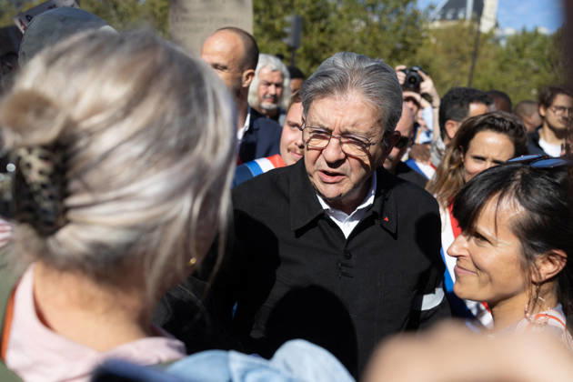 Student Demonstration - Paris RL President of La France Insoumise LFI Jean Luc Melenchon takes part in a demonstration as part of a nationwide day of actions called by high-school students, joined by unions and teachers, who for days have been demanding better learning conditions in protests punctuated by violent confrontations in Paris on October 6, 2026. Photo by Raphael Lafargue ABACAPRESS.COM Paris France  Copyright: xLafarguexRaphael ABACAx