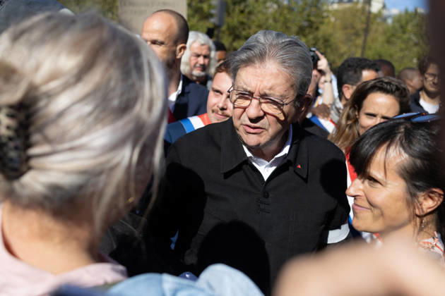 Student Demonstration - Paris RL President of La France Insoumise LFI Jean Luc Melenchon takes part in a demonstration as part of a nationwide day of actions called by high-school students, joined by unions and teachers, who for days have been demanding better learning conditions in protests punctuated by violent confrontations in Paris on October 6, 2026. Photo by Raphael Lafargue ABACAPRESS.COM Paris France  Copyright: xLafarguexRaphael ABACAx