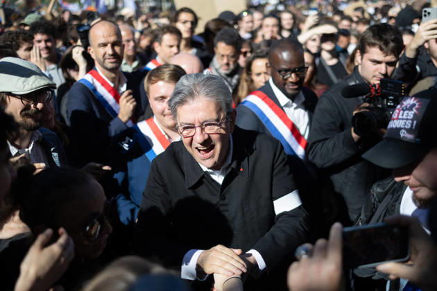 Student Demonstration - Paris RL President of La France Insoumise LFI Jean Luc Melenchon takes part in a demonstration as part of a nationwide day of actions called by high-school students, joined by unions and teachers, who for days have been demanding better learning conditions in protests punctuated by violent confrontations in Paris on October 6, 2026. Photo by Raphael Lafargue ABACAPRESS.COM Paris France  Copyright: xLafarguexRaphael ABACAx