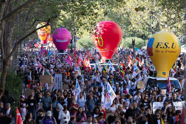 Student Demonstration - Paris RL General view of protesters during a demonstration as part of a nationwide day of actions called by high-school students, joined by unions and teachers, who for days have been demanding better learning conditions in protests punctuated by violent confrontations in Paris on October 6, 2026. Photo by Raphael Lafargue ABACAPRESS.COM Paris France  Copyright: xLafarguexRaphael ABACAx