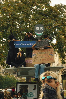 Paris Students Protest Education Conditions Demonstrators stand on top of a bus shelter above a crowd in Paris, France, on October 6, 2026. France s Interior Ministry said 256,000 people marched nationwide, including 56,000 in Paris, during the student-led day of action over school conditions. High school students called for more education funding and staff, smaller classes and improved facilities, with teachers, parents and unions joining demonstrations. Paris Ile de France France Copyright: xDavoodxMaeilix