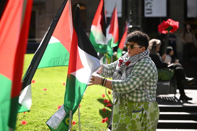 PRO-PALESTINE VIGIL, Pro-Palestine protestors hold a vigil for Gaza at the State Library Victoria in Melbourne, Wednesday, October 7, 2026. ( NO ARCHIVING MELBOURNE VICTORIA Australia  Copyright: xJOELxCARRETTx 20261007140054869102