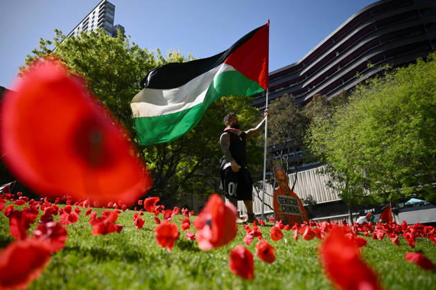 PRO-PALESTINE VIGIL, Pro-Palestine protestors hold a vigil for Gaza at the State Library Victoria in Melbourne, Wednesday, October 7, 2026. ( NO ARCHIVING MELBOURNE VICTORIA Australia  Copyright: xJOELxCARRETTx 20261007158628061399