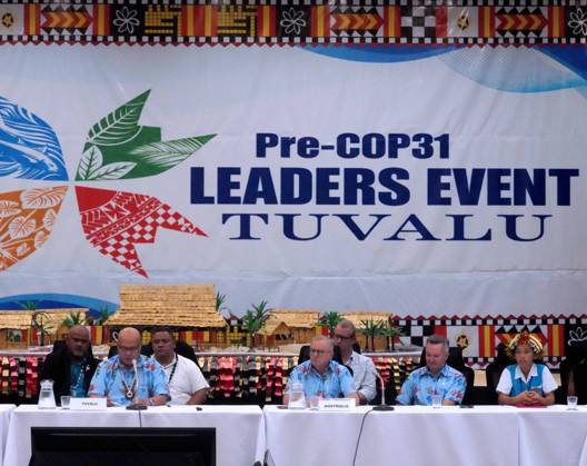 October 6, 2026, Funafuti, Funafuti, Tuvalu: Tuvaluan Prime Minister FELETI TEO, Australian Prime Minister ANTHONY ALBANESE, and CHRIS BOWEN, and Australian Minister for Climate Change and Energy participate in the Pre-COP31 Leaders™ event in Funafuti, Tuvalu. Over a dozen leaders touched down on the tiny Pacific atoll nation of Tuvalu on October 6, 2026 for a first-hand look at a once-vibrant ecosystem being threatened due to climate change. Funafuti Tuvalu - ZUMA 20261006_int_h213_026 Copyright: xHuang Mendersx