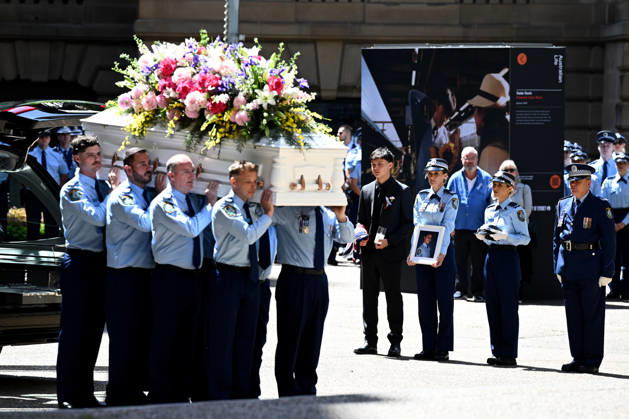 MIA LAY FUNERAL, Pallbearers carry the casket during the funeral service for NSW Police Constable Mia Lay at St Andrew s Cathedral, in Sydney, Wednesday, October 7, 2026. Constable Mia Lay, 20, died when the marked vehicle she was a passenger in crashed into a tree early on September 25 in the Sydney suburb of Redfern. ( NO ARCHIVING SYDNEY NEW SOUTH WALES Australia  Copyright: xDANxHIMBRECHTSx 20261007116734995576