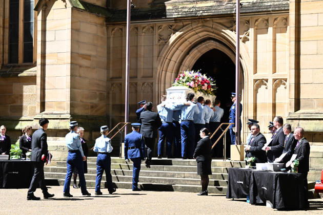 MIA LAY FUNERAL, Pallbearers carry the casket during the funeral service for NSW Police Constable Mia Lay at St Andrew s Cathedral, in Sydney, Wednesday, October 7, 2026. Constable Mia Lay, 20, died when the marked vehicle she was a passenger in crashed into a tree early on September 25 in the Sydney suburb of Redfern. ( NO ARCHIVING SYDNEY NEW SOUTH WALES Australia  Copyright: xDANxHIMBRECHTSx 20261007157269179395