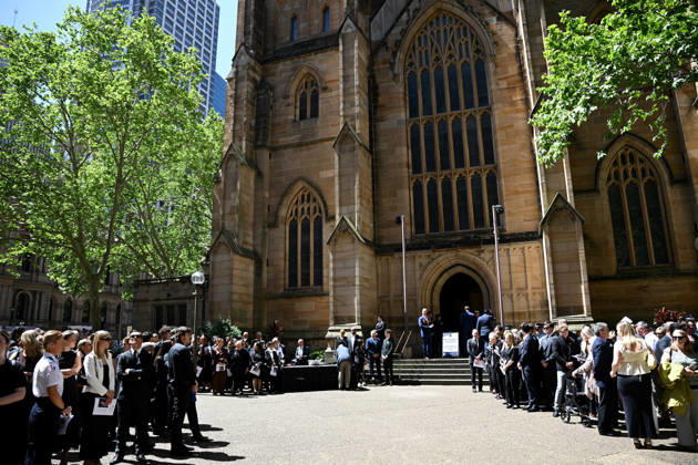 MIA LAY FUNERAL, Mourners attend the funeral service for NSW Police Constable Mia Lay at St Andrew s Cathedral, in Sydney, Wednesday, October 7, 2026. Constable Mia Lay, 20, died when the marked vehicle she was a passenger in crashed into a tree early on September 25 in the Sydney suburb of Redfern. ( NO ARCHIVING SYDNEY NEW SOUTH WALES Australia  Copyright: xDANxHIMBRECHTSx 20261007110739709011