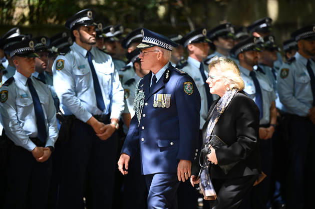 MIA LAY FUNERAL, NSW Police Commissioner Mal Lanyon attends the funeral service for NSW Police Constable Mia Lay at St Andrew s Cathedral, in Sydney, Wednesday, October 7, 2026. Constable Mia Lay, 20, died when the marked vehicle she was a passenger in crashed into a tree early on September 25 in the Sydney suburb of Redfern. ( NO ARCHIVING SYDNEY NEW SOUTH WALES Australia  Copyright: xDANxHIMBRECHTSx 20261007197621307136