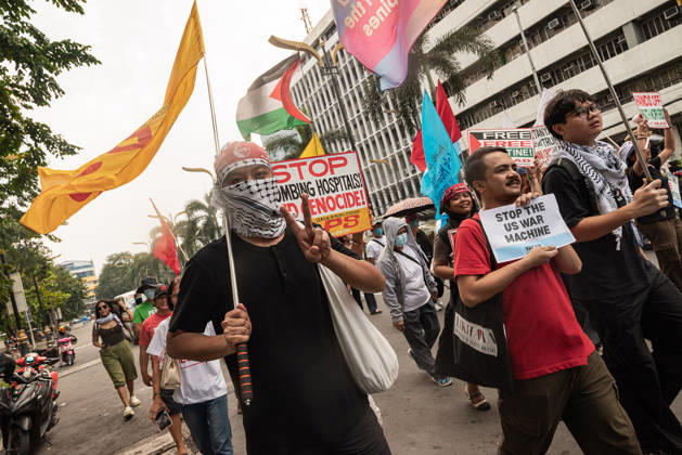 October 7, 2026, Quezon City, Quezon, Philippines: In commemoration of the 3rd anniversary of the Al-Aqsa Flood, progressive and rights activists protested in the streets of Manila to demand justice from Israel and its allies. Quezon City Philippines - ZUMAy102 20261007_zip_y102_005 Copyright: xKenosisxYapx