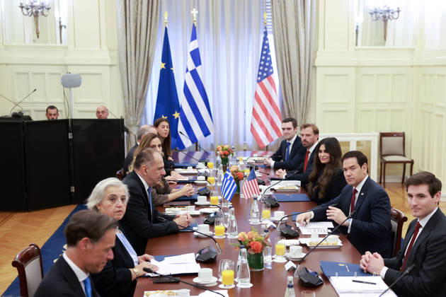 Greek Foreign Minister Giorgos Gerapetritis meets US Secretary of State Marco Rubio in Athens ATHENS, GREECE - OCTOBER 7: Greek Foreign Minister Giorgos Gerapetritis meets with US Secretary of State Marco Rubio at the Ministry of Foreign Affairs in Athens, Greece on October 7, 2026. Costas Baltas Anadolu Athens Greece. Editorial use only. Please get in touch for any other usage.  Copyright: x2026xAnadoluxCostasxBaltasx