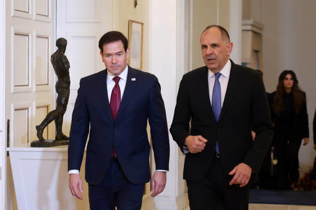 Greek Foreign Minister Giorgos Gerapetritis meets US Secretary of State Marco Rubio in Athens ATHENS, GREECE - OCTOBER 7: Greek Foreign Minister Giorgos Gerapetritis meets with US Secretary of State Marco Rubio at the Ministry of Foreign Affairs in Athens, Greece on October 7, 2026. Costas Baltas Anadolu Athens Greece. Editorial use only. Please get in touch for any other usage.  Copyright: x2026xAnadoluxCostasxBaltasx
