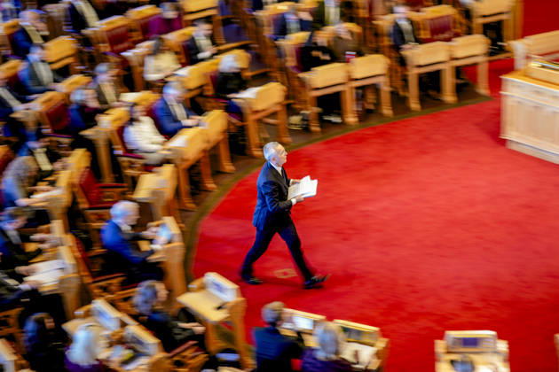 Statsbudsjett 2027 Oslo 20261007. Finansminister Jens Stoltenberg (Ap) under fremleggelsen av statsbudsjettet for 2027. Foto: Fredrik Varfjell NTB Oslo Norge UOA-Ebltt9U EDITORIAL USE ONLY Ref:_POLUOA-Ebltt9U.jpg Copyright: xFredrikxVarfjellxx xNTBx