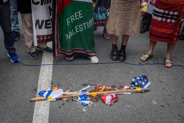 October 7, 2026, Quezon City, Quezon City, Philippines: Progressive formations led by Philippines-Palestine Friendship Association (PPFA), Bagong Alyansang Makabayan (Bayan) and International League of PeoplesÃ¢â‚¬â ¢ Struggle (ILPS) Philippines protest near the US embassy three years after the Al-Aqsa Flood, condemning the continued US-Israel military aggression in West Asia and the decades long oppression of Palestine. Quezon City Philippines - ZUMAs374 20261007_zip_s374_005 Copyright: xElessarxHamilixSarmagox