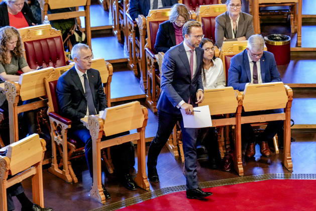 Statsbudsjett 2027 Oslo 20261007. Finansminister Jens Stoltenberg (Ap) under fremleggelsen av statsbudsjettet for 2027. Foto: Fredrik Varfjell NTB Oslo Norge iNGJYunBGuU EDITORIAL USE ONLY Ref:_POLiNGJYunBGuU.jpg Copyright: xFredrikxVarfjellxx xNTBx