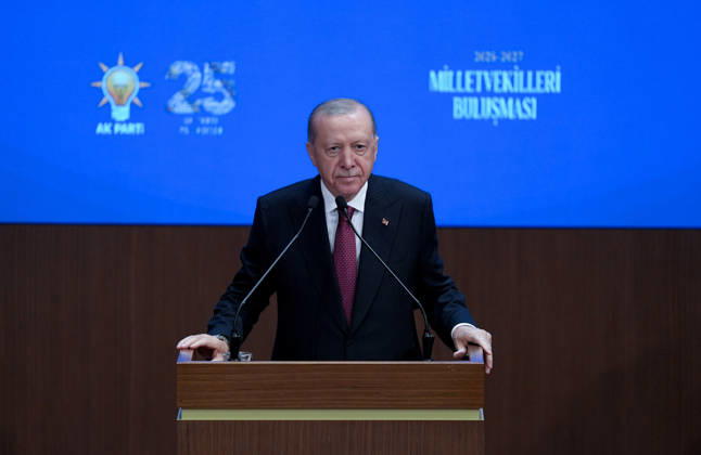 Turkish President and Leader of the Justice and Development (AK) Party Recep Tayyip Erdogan ANKARA, TURKIYE - OCTOBER 7: Turkish President and Leader of the Justice and Development (AK) Party Recep Tayyip Erdogan speaks during the Legislative Year Opening Meeting with AK Party Deputies at the AK Party Congress Center in Ankara, Turkiye on October 7, 2026. Ercin Erturk Anadolu Ankara Turkey. Editorial use only. Please get in touch for any other usage.  Copyright: x2026xAnadoluxErcinxErturkx