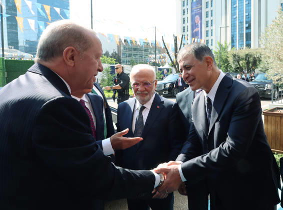 Turkish President and Justice and Development (AK) Party Chairman Recep Tayyip Erdogan ANKARA, TURKIYE - OCTOBER 07 : (----EDITORIAL USE ONLY - MANDATORY CREDIT - TURKISH PRESIDENCY MURAT CETINMUHURDAR HANDOUT - NO MARKETING NO ADVERTISING CAMPAIGNS - DISTRIBUTED AS A SERVICE TO CLIENTS----) Turkish President and Justice and Development (AK) Party Chairman Recep Tayyip Erdogan (L) shakes hands with Izmir Metropolitan Municipality Mayor Cemil Tugay (R) before the Legislative Year Opening Meeting with AK Party lawmakers at the AK Party Congress Center in Ankara, Turkiye, on October 07, 2026. Turkish Presidency Murat Cetinmuhurdar Anadolu Ankara Turkey. Editorial use only. Please get in touch for any other usage.  Copyright: x2026xAnadoluxTurkishxPresidency MuratxCetinmuhurdarx