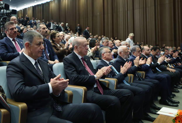 Turkish President and Leader of the Justice and Development (AK) Party Recep Tayyip Erdogan ANKARA, TURKIYE - OCTOBER 7: (----EDITORIAL USE ONLY - MANDATORY CREDIT - TURKISH PRESIDENCY MURAT CETINMUHURDAR HANDOUT - NO MARKETING NO ADVERTISING CAMPAIGNS - DISTRIBUTED AS A SERVICE TO CLIENTS----) Turkish President and Leader of the Justice and Development (AK) Party Recep Tayyip Erdogan attends the Legislative Year Opening Meeting with AK Party Deputies at the AK Party Congress Center in Ankara, Turkiye on October 7, 2026. Izmir Metropolitan Municipality Mayor Cemil Tugay (L) also attended the meeting. Turkish Presidency Murat Cetinmuhurdar Handout Anadolu Ankara Turkey. Editorial use only. Please get in touch for any other usage.  Copyright: x2026xAnadoluxTurkishxPresidencyx MuratxCetinmuhurdarx xHandoutx