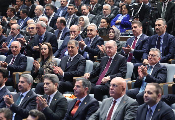 Turkish President and Leader of the Justice and Development (AK) Party Recep Tayyip Erdogan ANKARA, TURKIYE - OCTOBER 7: (----EDITORIAL USE ONLY - MANDATORY CREDIT - TURKISH PRESIDENCY MUSTAFA KAMACI HANDOUT - NO MARKETING NO ADVERTISING CAMPAIGNS - DISTRIBUTED AS A SERVICE TO CLIENTS----) Turkish President and Leader of the Justice and Development (AK) Party Recep Tayyip Erdogan (2nd R) attends the Legislative Year Opening Meeting with AK Party lawmakers at the AK Party Congress Center in Ankara, Turkiye, on October 07, 2026. Izmir Metropolitan Municipality Mayor Cemil Tugay (3rd R) also attended the meeting. TUR Presidency Mustafa Kamaci Anadolu Ankara Turkey. Editorial use only. Please get in touch for any other usage.  Copyright: x2026xAnadoluxTURxPresidencyx xMustafaxKamacix