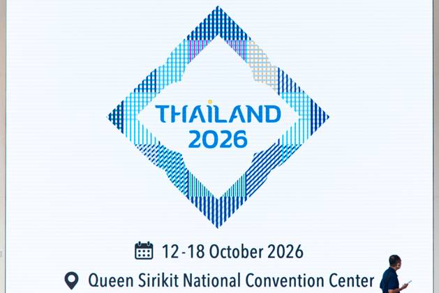 October 7, 2026, Bangkok, Thailand: A man walks past the IMFÃ¢â‚¬World Bank Group Annual Meetings 2026 logo during the preparations for the event week in Bangkok..The IMFÃ¢â‚¬World Bank Group Annual Meetings 2026 will take place at the Queen Sirikit National Convention Center in Bangkok from October 12-18, 2026, drawing over 15,000 delegates from 191 member countries as Thailand hosts this prestigious event for the first time in 35 years. Bangkok Thailand - ZUMAs197 20261007_aaa_s197_001 Copyright: xPeeraponxBoonyakiatx