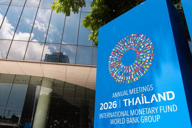 October 7, 2026, Bangkok, Thailand: The IMFÃ¢â‚¬World Bank Group Annual Meetings 2026 sign seen during the preparations for the IMFÃ¢â‚¬World Bank Group Annual Meetings 2026 week in Bangkok..The IMFÃ¢â‚¬World Bank Group Annual Meetings 2026 will take place at the Queen Sirikit National Convention Center in Bangkok from October 12-18, 2026, drawing over 15,000 delegates from 191 member countries as Thailand hosts this prestigious event for the first time in 35 years. Bangkok Thailand - ZUMAs197 20261007_aaa_s197_006 Copyright: xPeeraponxBoonyakiatx