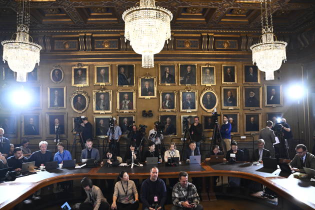 STOCKHOLM, SWEDEN 20261007 The press conference announcing the Nobel Prize in Chemistry at the Royal Swedish Academy of Sciences in Stockholm STOCKHOLM, SWEDEN x10080x  Copyright: xFredrikxSandberg TTx NOBELPRIS I KEMI TILLKÄNNAGIVANDE 9_aH00QG_2k