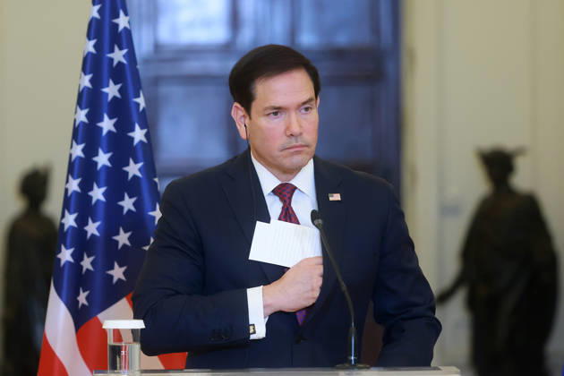 Greek Foreign Minister Giorgos Gerapetritis, US Secretary of State Marco Rubio hold joint press conference in Athens ATHENS, GREECE - OCTOBER 07: US Secretary of State Marco Rubio speaks during a joint press conference with Greek Foreign Minister Giorgos Gerapetritis at the Foreign Ministry in Athens, Greece, on October 07, 2026. Costas Baltas Anadolu Athens Greece. Editorial use only. Please get in touch for any other usage.  Copyright: x2026xAnadoluxCostasxBaltasx