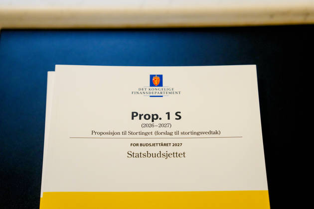 Statsbudsjett 2027 Oslo 20261007. Statsbudsjettet for 2027. Foto: Fredrik Varfjell NTB Oslo Norge TjVaas_Cc1k EDITORIAL USE ONLY Ref:_POLTjVaas_Cc1k.jpg Copyright: xFredrikxVarfjellxx xNTBx