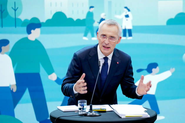 Statsbudsjett 2027 Oslo 20261007. Finansminister Jens Stoltenberg (Ap) presenterer statsbudsjettet for 2027 pa en pressekonferanse i Auditoriet i R5. Foto: Fredrik Varfjell NTB Oslo Norge 0_0iJxzFeDA EDITORIAL USE ONLY Ref:_POL0_0iJxzFeDA.jpg Copyright: xFredrikxVarfjellxx xNTBx