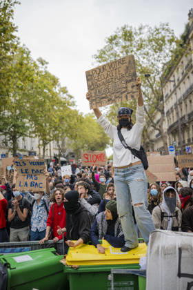 Students Demonstration outside Science Po Paris Students on Boulevard Saint Germain during a demonstration outside Science Po in Paris, France on October 7 2026 in support of high school students. Photo by Eliot Blondet ABACAPRESS.COM Paris France  Copyright: xBlondetxEliot ABACAx