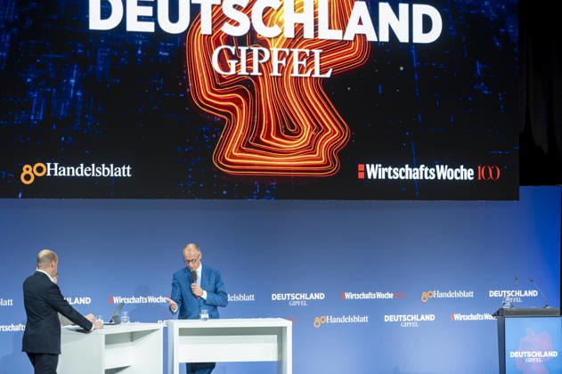 Friedrich Merz EUR, Deutschland, Berlin, 07.10.2026: Keynote von Bundeskanzler Friedrich Merz (CDU) zur Lage unseres Landes anlässlich der in Berlin stattfindenen Jubiläumsveranstaltung von 80 Jahre Handelsblatt und 100 Jahre WirtschaftsWoche.