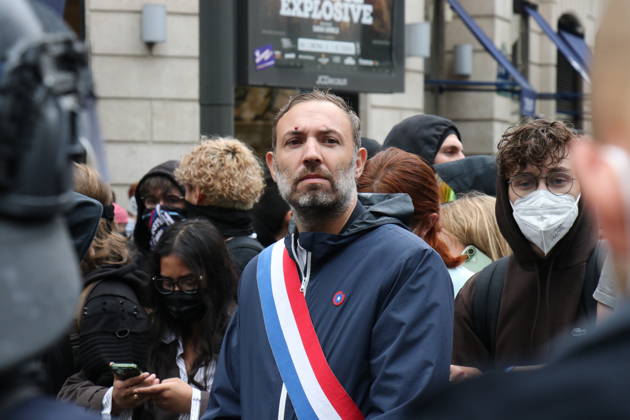 Student blockade near Sciences Po Paris PARIS, FRANCE - OCTOBER 7: French lawmaker Thomas Portes is seen near Sciences Po Paris as students stage a blockade in support of the wider mobilization over conditions in the education system in Paris, France, on October 7, 2026. Riot police are deployed in the area while demonstrators maintain barricades and gather in the street. Umit Donmez Anadolu Paris France. Editorial use only. Please get in touch for any other usage.  Copyright: x2026xAnadoluxUmitxDonmezx